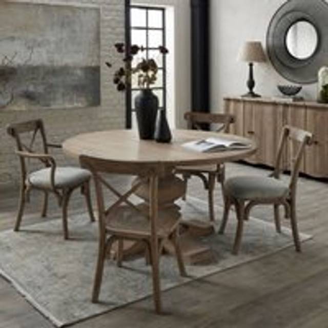 Copgrove Collection Round Pedestal Dining Table - Wood - L150 x W150 x H78 cm - Brown