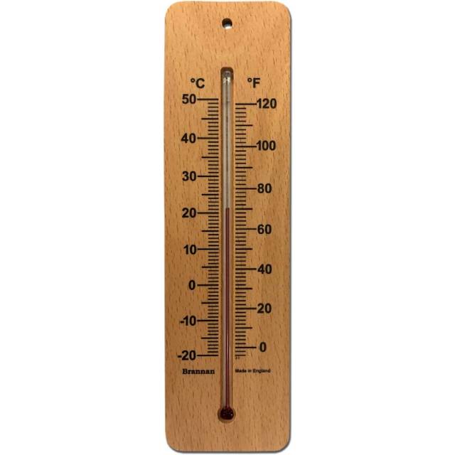 Brannan 215mm Wide Wooden Wall Thermometer-20/50C&F in Plain Wallet