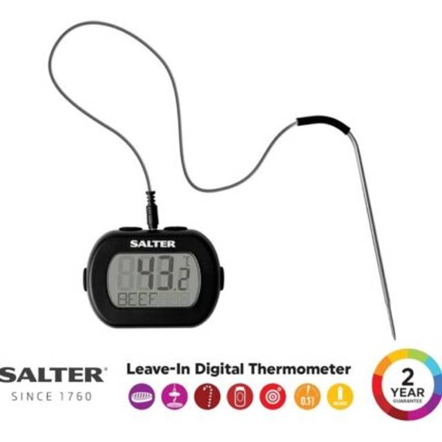 515 BKCR Premium LeaveIn Digital Thermometer Roasting Grilling BBQ Jam Making Deep Frying Dual Sensors Pan Clip Included 01C Graduations ABS body
