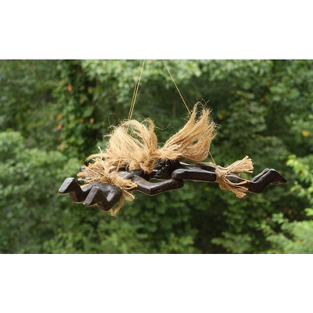 G6 Collection Handmade Wooden Primitive Parachuting Tribal Funny Statue Sculpture Tiki Bar Handcrafted Unique Gift Home Decor Accent Figurin
