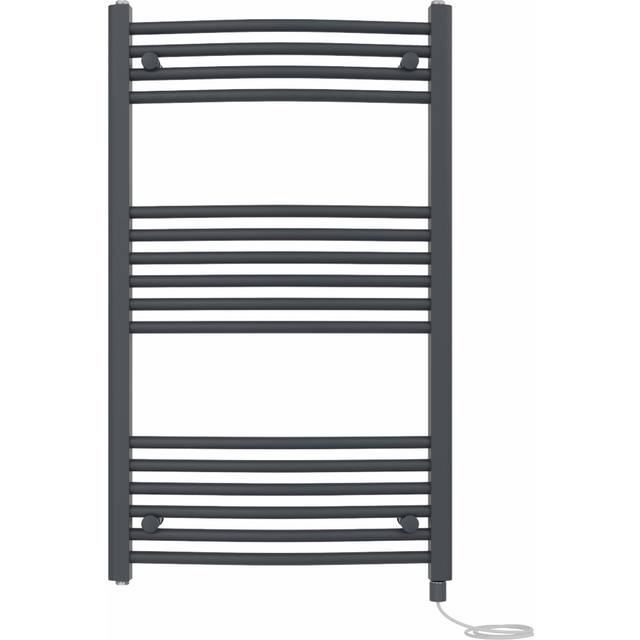 Curved Prefilled Electric Heated Towel Rail - Anthracite (100cm H x 60cm W x 5.6cm D)