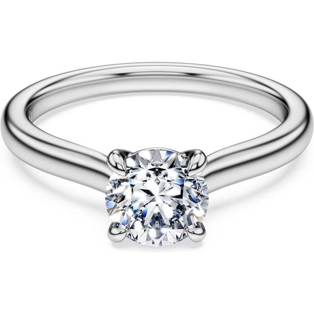 Eternity solitaire ring, Lab-grown diamonds 1 ct tw, Round shape, 18K white gold - White - 48