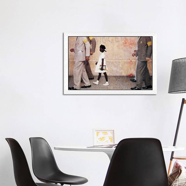 The Problem We All Live with (Ruby Bridges) by Norman Rockwell - Painting Print on Canvas - White Framed (101.6 cm H x 66.04 cm W)