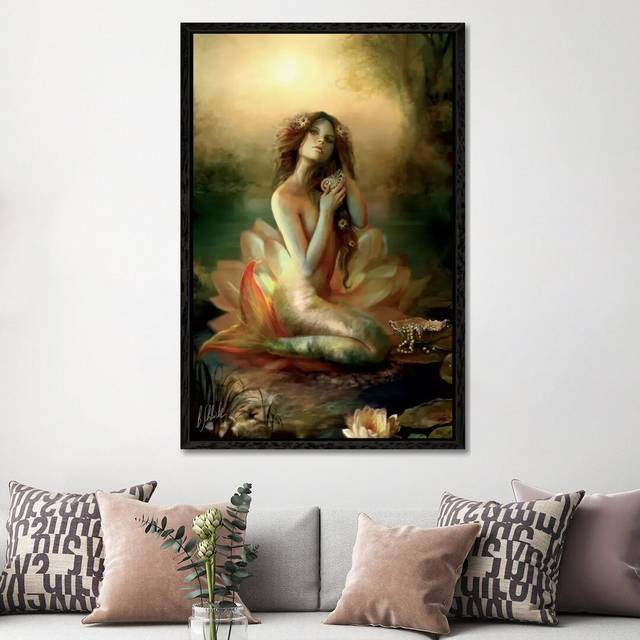 Scallop Pond by Bente Schlick - Graphic Art Print on Canvas - Black Framed Canvas (152.5 cm H x 101.5 cm W x 4.445 cm D)