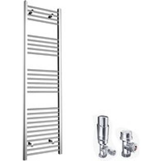 Elegant - 1800 x 500mm Chrome Heated Towel Rail Designer Bathroom Radiator + Chrome Thermostatic Radiator Valves