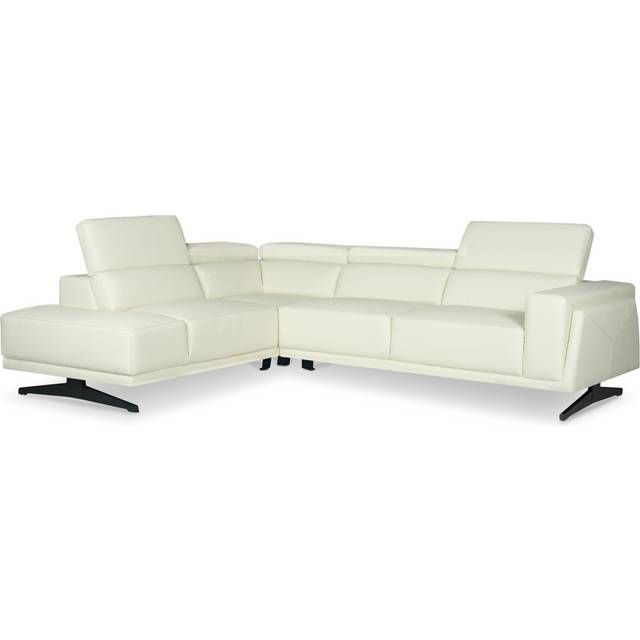 Costan Vegan Leather Corner Sectional - White (90cm H X 281cm W X 220cm D)