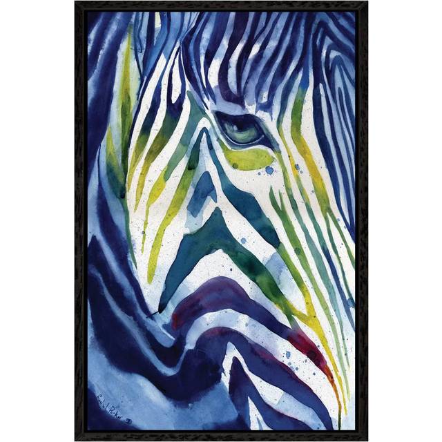 Zebra Colors by Rachel Parker - Gallery-Wrapped Canvas Giclée on Canvas - Black Floater Framed (66.04cm H X 45.72cm W)