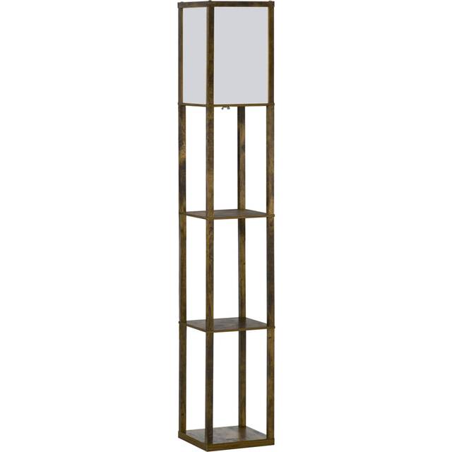 Portland 3 Shelf Rustic Brown Floor Lamp - 26 x 26 x 160cm