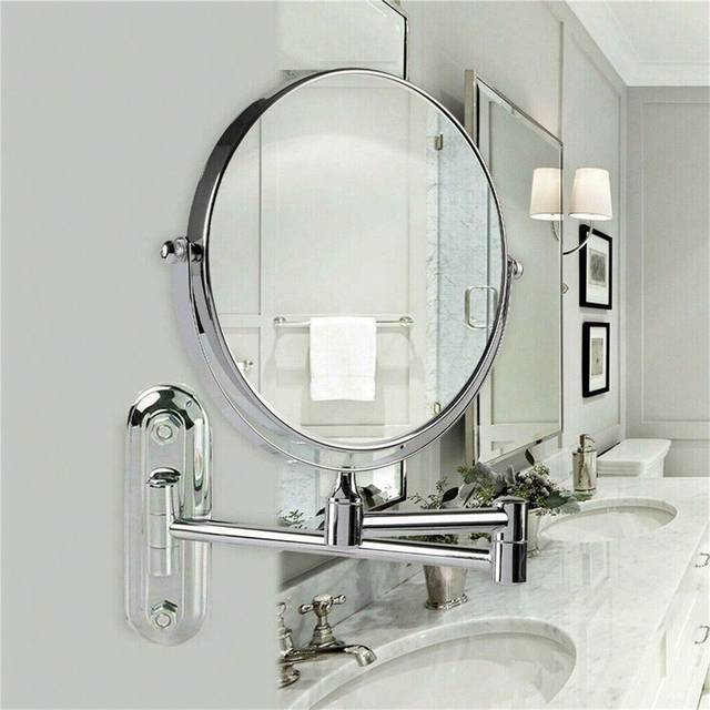 UNHO 1pc Wall Mount Mirror 5X/10X Magnifying Makeup Mirror 2 Side Skincare Mirror 360Â° Swivel Home Bathroom Decor Summer Makeup Organizer