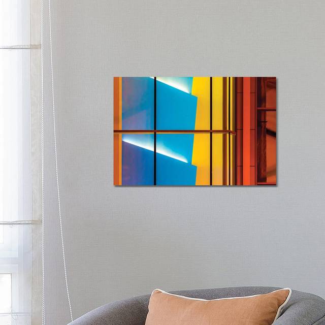 Marquee At Block 37 by Raymond Kunst - No Frame Gallery-Wrapped Canvas Giclée on Canvas - Black;White;Red;Orange;Azure Blue (45.72cm H x 66.04cm W)