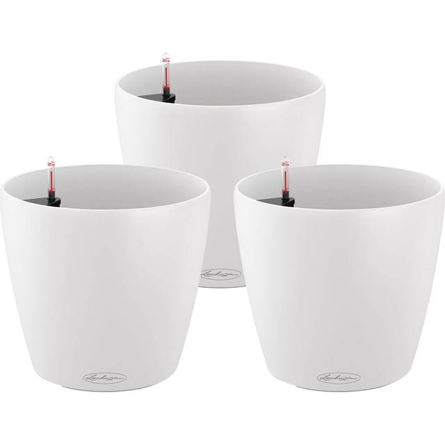 Lechuza Classico White Polyresin Self Watering Planter Pot 19cm 3 Pack - Lechuza The Original