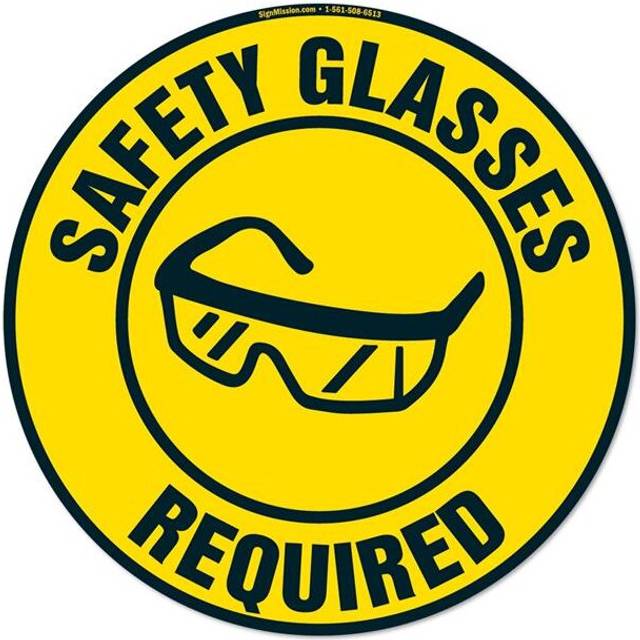 SignMission FD-C-16-3PK-99897 16 x 16 in. Non-Slip Circle Vinyl Floor Decal - Safety Glasses Required - Pack of 3