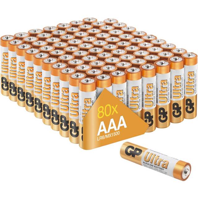 AAA Batteries pack of 80 by GP AAA Batteries Ultra Alkaline - 10 year shelf life, ideal for everyday hungry devices, long lasting power, anti-leakage