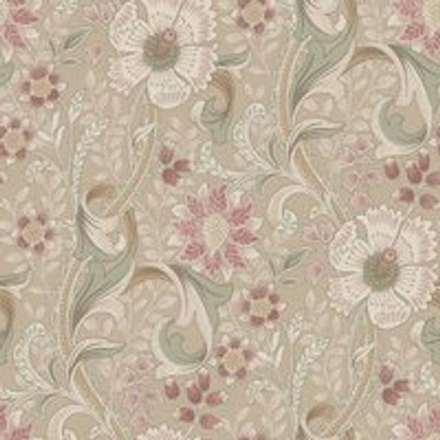 Grandeco Boutique Traditional Floral Trail Pvc-free Eco Wallpaper, Taupe Pink, Brown
