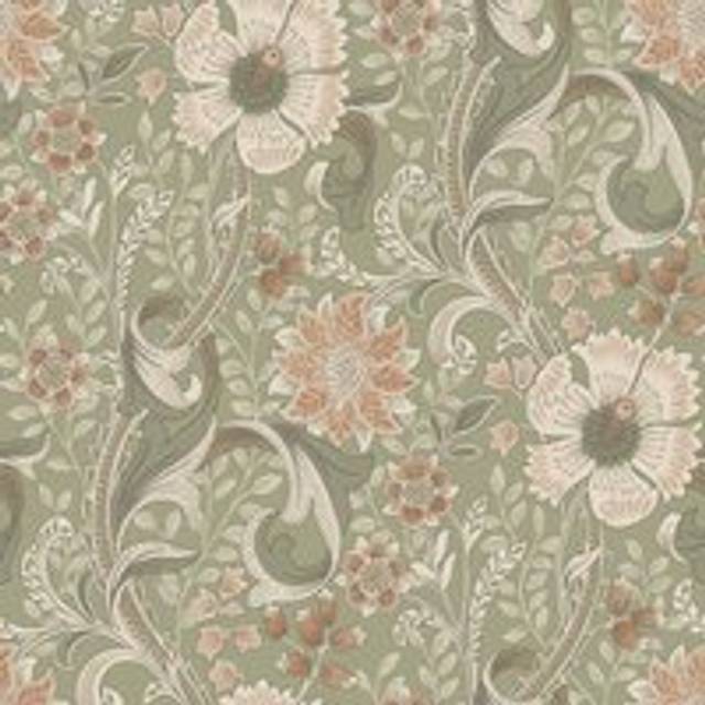 Grandeco Boutique Traditional Floral Trail Pvc-free Eco Wallpaper, Green, Green