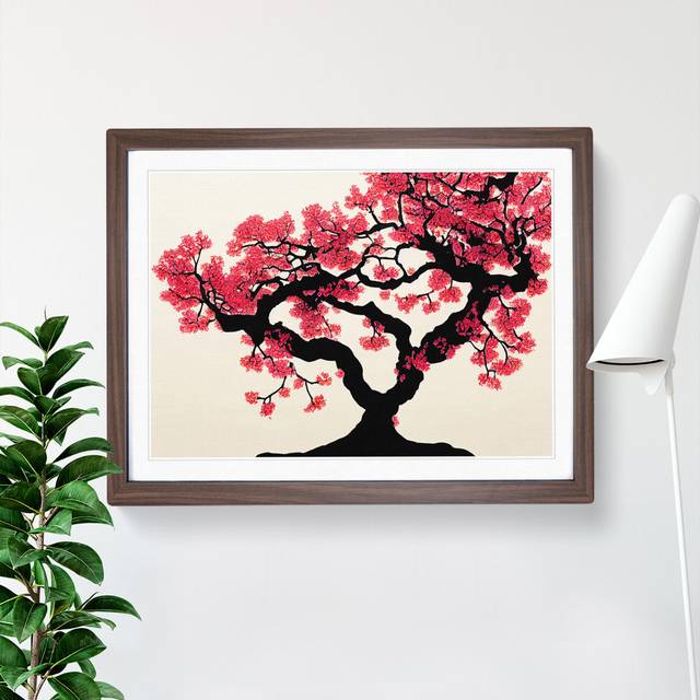 Bright Cherry Blossom Tree - Picture Frame Graphic Art - Walnut Framed (34cm H x 46cm W x 2cm D)