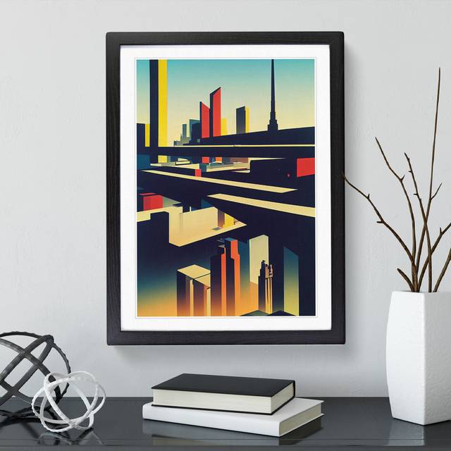 Spellbinding City Skyline - Picture Frame Graphic Art - Black Framed (64cm H x 46cm W x 2cm D)