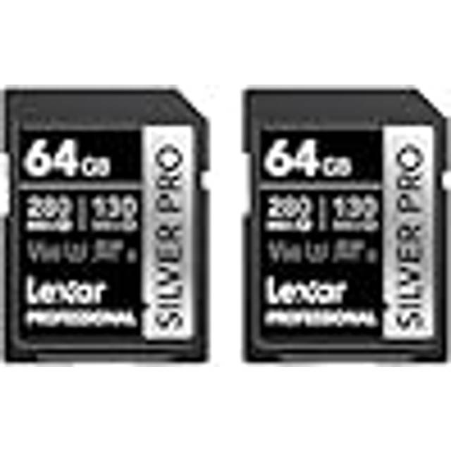 SILVER PRO SD Card 2x64GB, UHS-II SD Memory Card, V60, U3, C10, Up to 280MB/s Read, 130MB/s Write, SDXC Card for DSLR/Camera/Professional Photographer