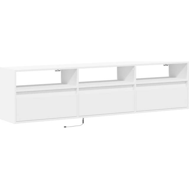 vidaXL TV Wall Cabinet with LED White 180x31x45 cm