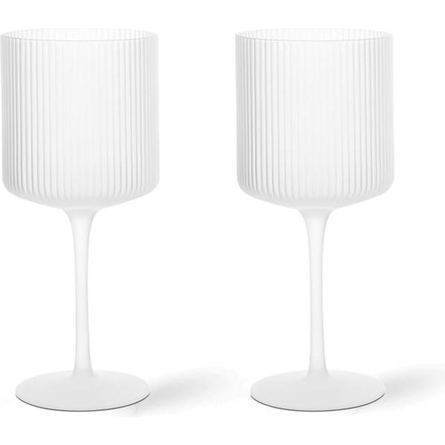 Ferm Living Ripple rödvinsglas 32,5 cl 2-pack Frosted - Vit