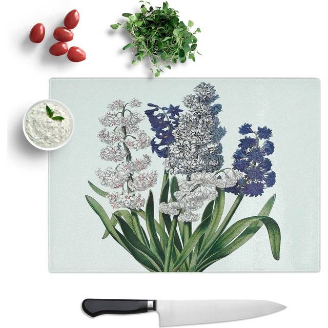 Glass Hyacinth Flowers by R.J. Thornton Chopping Board (28.5 cm W x 20 cm L)