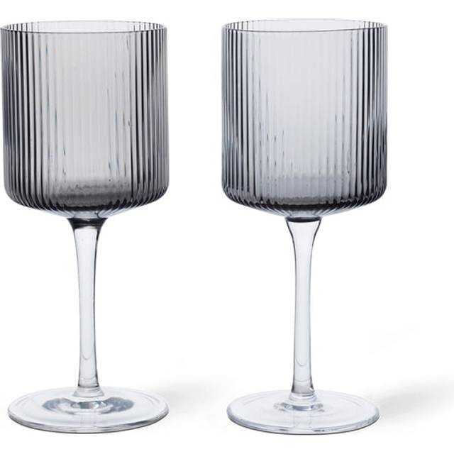 Ferm Living - Ripple Vitvins 2-pack Smoked Grey - Rökgrå