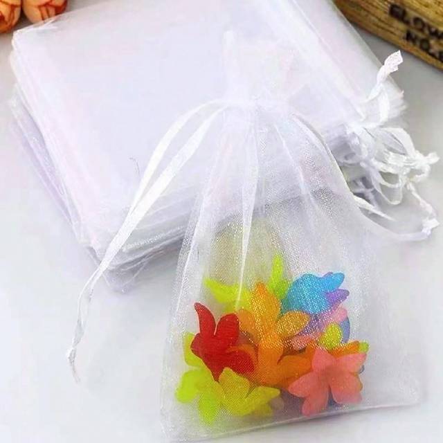 SHEIN 50pcs Plain Drawstring Detail Gift Bag,Supplies Food Bag Food Box,Sheer Drawstring Gift Bags Jewelry Pouches Wedding Party Christmas Favor Gift Bags F