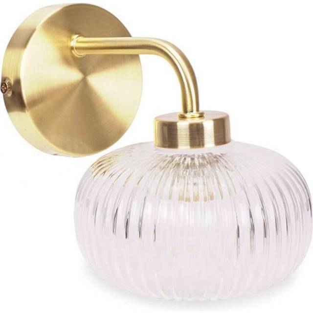 Amaia Brushed Gold IP44 Rated Single Clear Ribbed Glass Wall Light