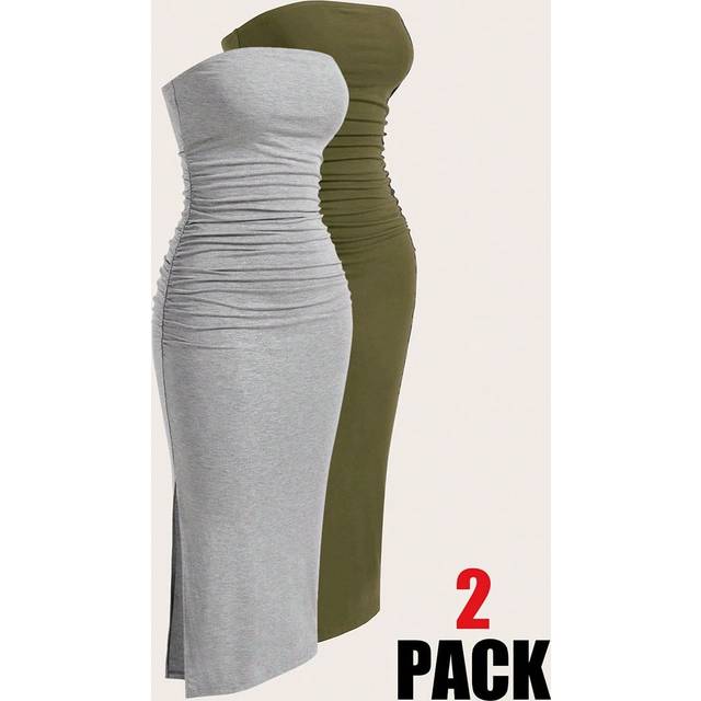SHEIN Multicolor Strapless Knitted Dress For Women