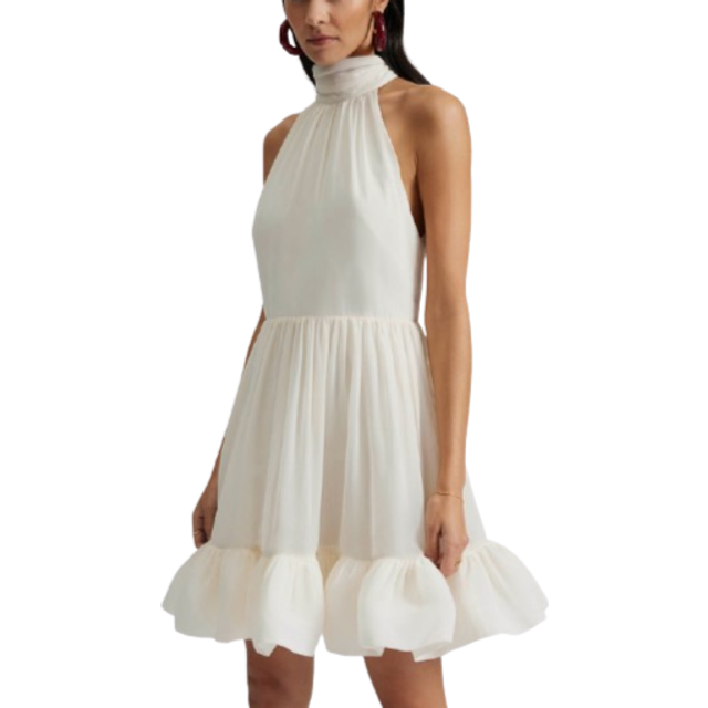 By Malina - Klänning Fern Halterneck Ruffled Mini Dress - Vit