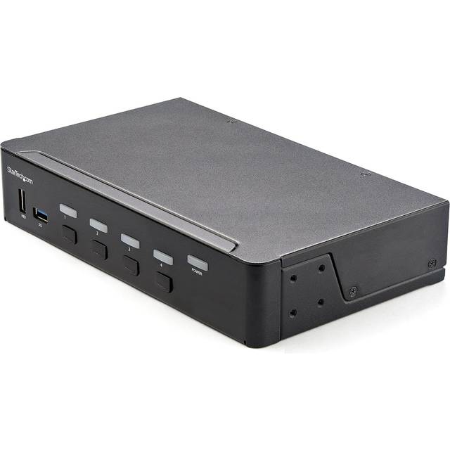 StarTech.com 4 Port HDMI KVM Switch - Single Monitor 4K 60Hz Ultra HD HDR - Desktop HDMI 2.0 KVM Switch with 2 Port USB 3.0 Hub (5Gbps) and 4x USB 2.0 HID Audio - Hotkey Switching - TAA 3840 x 2160 pixels 4K Ultra HD 36 W Black
