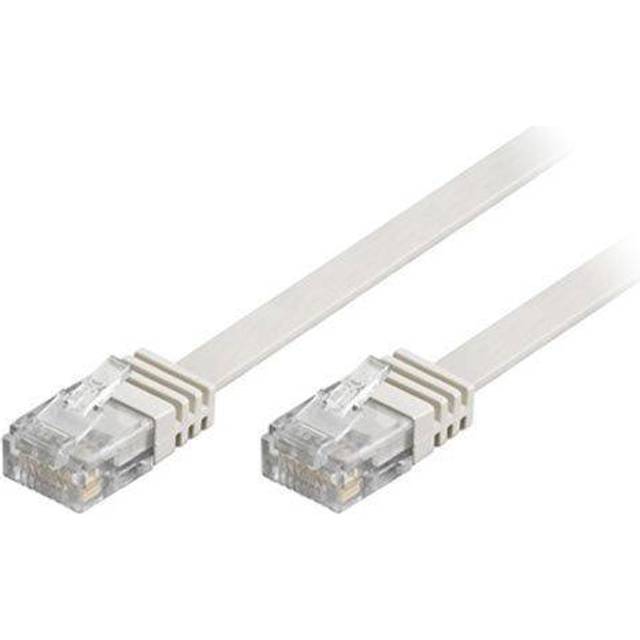 DELTACO U/UTP Cat5e patchkabel,flat,guldpläterade kontakter,7m,vit (TP-67V-FL)
