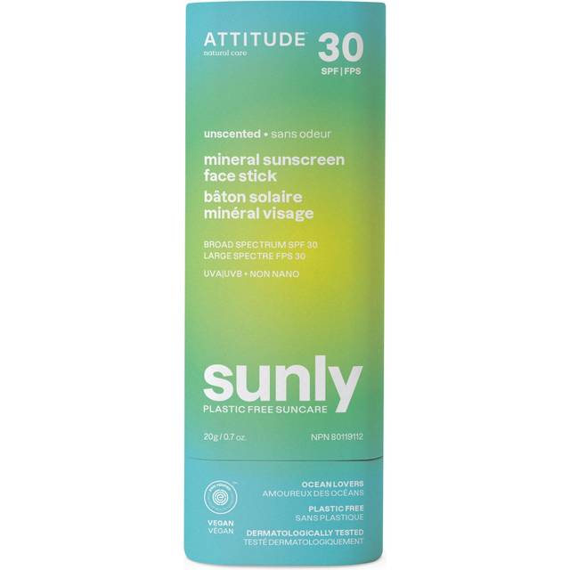 ATTITUDE Mineral Face Sunscreen Stick with Zinc Oxide  SPF 30  EWG Ver