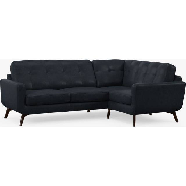 John Lewis Barbican RHF Chaise Leather Corner Sofa, Dark Leg