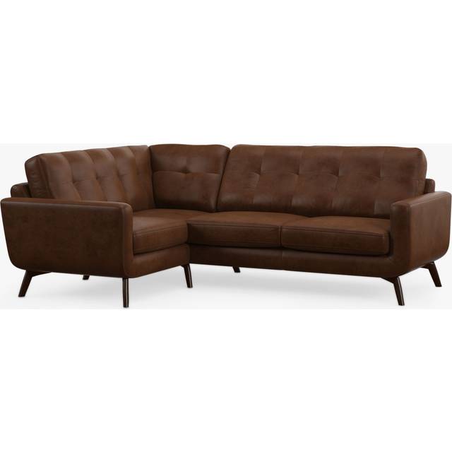 John Lewis Barbican LHF Chaise Leather Corner Sofa, Dark Leg