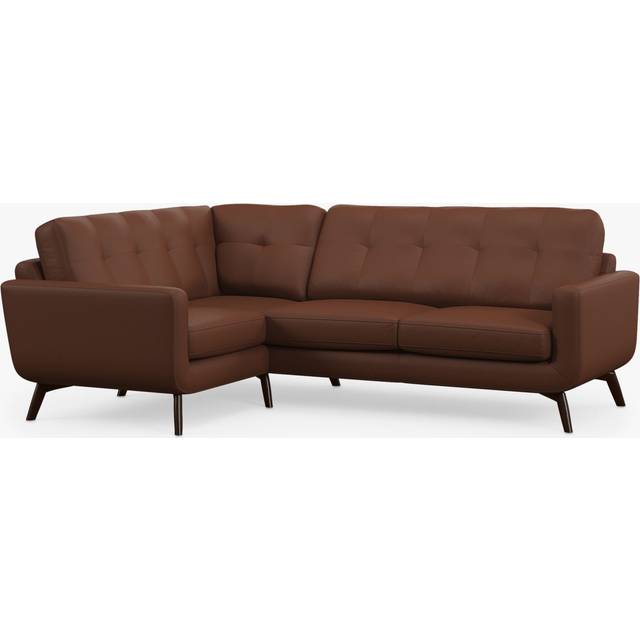John Lewis Barbican LHF Chaise Leather Corner Sofa, Dark Leg