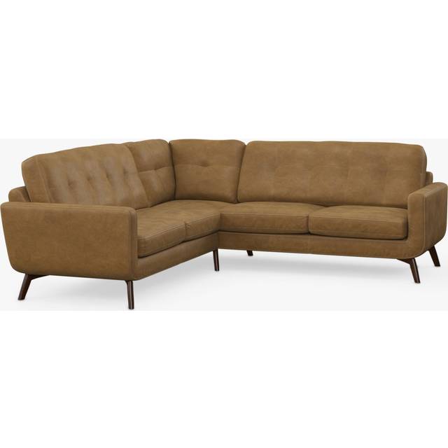 John Lewis Barbican 5+ Seater Corner Leather Sofa, Dark Leg