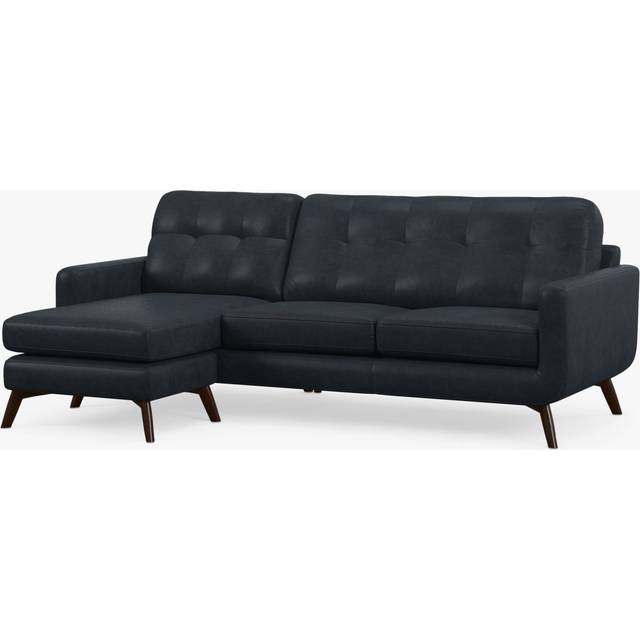 John Lewis Barbican LHF Chaise Leather Sofa, Dark Leg