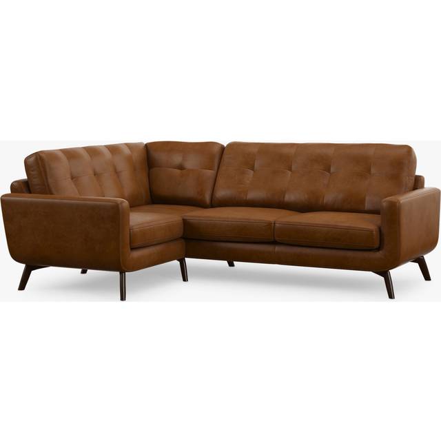 John Lewis Barbican LHF Chaise Leather Corner Sofa, Dark Leg