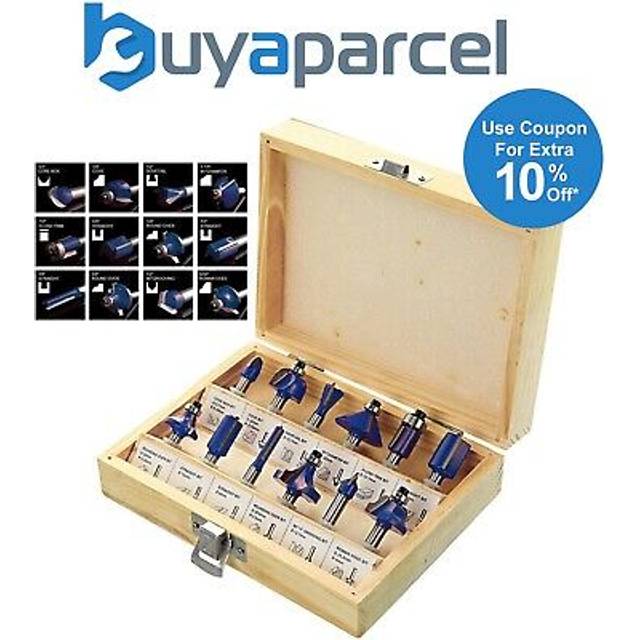 Buyaparcel - Trade 12 Piece tct Router Bit Set Cutter 1/4'' Shank Tungsten Carbide Wooden Case