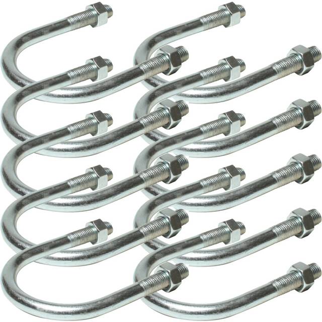 "10 Pack 1"" 25 34mm U Bolts Zinc Plated Steel Nuts Pole Grip Bracket Clamp"