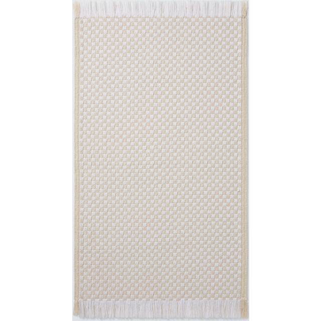 John Lewis Textured Check Fringed Bath Mat