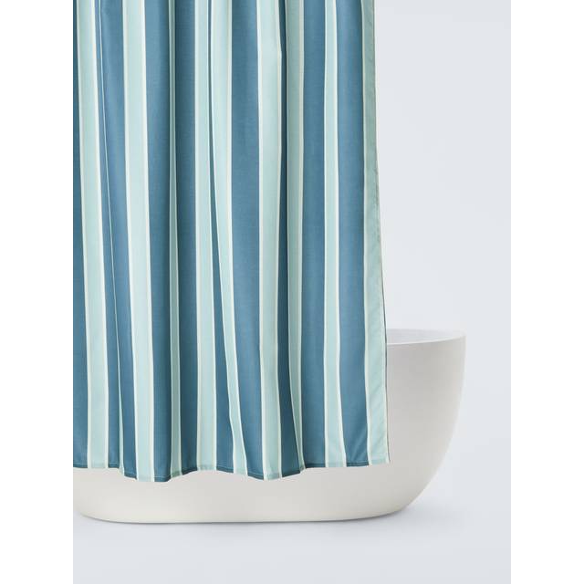 John Lewis Maxi Double Stripe Recycled Polyester Shower Curtain, Navy