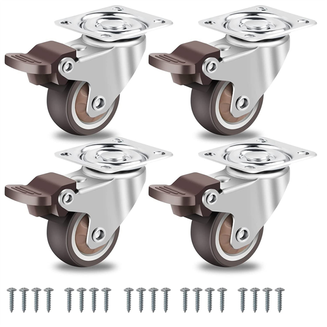 Furniture Castors Small 50mm,360 Degree Swivel Castors Heavy Duty Load Capacity Silent Solid Rubber Castors Set of 4