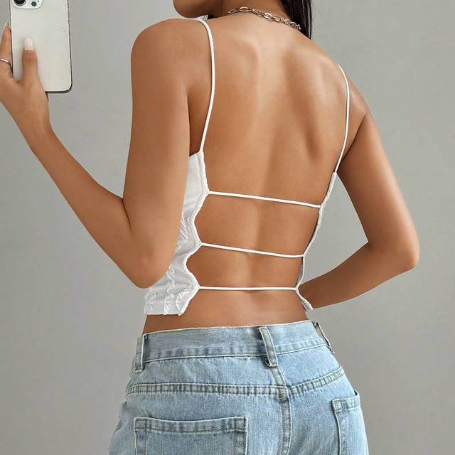 SHEIN Knit Backless Tank Top For Women, Casual And Vacation