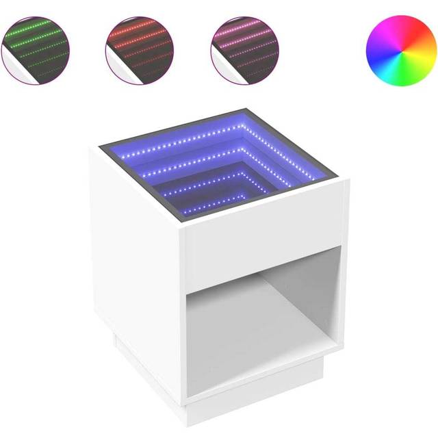 vidaXL Coffee Table with Infinity LED White 40x40x50 cm