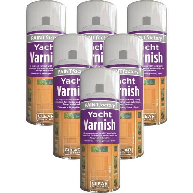 6 x 250ml Clear Yacht Varnish Spray Exterior Interior Waterproof