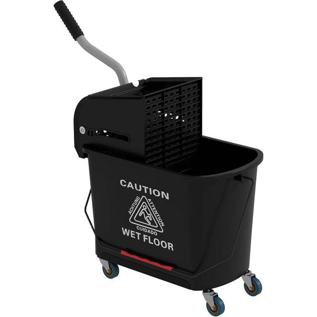 HOMCOM 20L Mop Bucket on Wheels with Water Separation Panel - Black, none