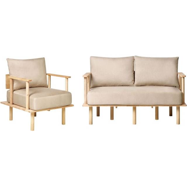Fabric Living Room Set Beige ASKER