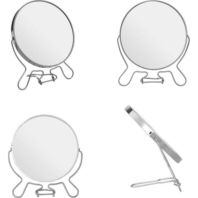 Silver Effect Shaving Mirror With Double Magnification